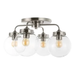 18" 4-Light Piper Farmhouse Rustic Iron/Glass LED Semi Flush Mount Nickel/Clear - JONATHAN Y 18 18" 4-Light Piper Farmhouse Rustic Iron/Glass LED Semi Flush Mount Nickel/Clear - JONATHAN Y -Lighting Discount Store GUEST a07e9b1c 967e 45c0 b9ae 3f83fb56d060