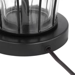 360 Lighting Hudson Rustic Table Lamps 23" High Set Of 2 Dark Bronze Blown Clear Glass Gourd Burlap Fabric Drum Shade For Bedroom Living Room Bedside -Lighting Discount Store GUEST a262e5cb a3fd 47e9 89b7 1e411a37b0f8