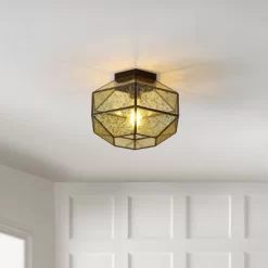 12.5" 1-Light Evelyn Vintage Farmhouse Iron/Glass LED Flush Mount Oil Rubbed Bronze - JONATHAN Y -Lighting Discount Store GUEST a391ca0d 3cce 4b62 82dd 2be74fc56cba