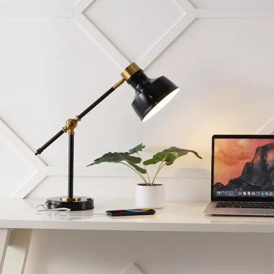18.5" Allegra Farmhouse Adjustable Cantilever Task Lamp With USB Charging Port (Includes LED Light Bulb) - JONATHAN Y 2 18.5" Allegra Farmhouse Adjustable Cantilever Task Lamp With USB Charging Port (Includes LED Light Bulb) - JONATHAN Y - Image 2