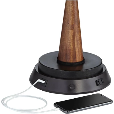 360 Lighting Bentley Rustic Farmhouse Table Lamp 29" Tall Brown Leaf With Dimmable USB Workstation Base Off White Empire Shade For Bedroom Living Room 5 360 Lighting Bentley Rustic Farmhouse Table Lamp 29" Tall Brown Leaf With Dimmable USB Workstation Base Off White Empire Shade For Bedroom Living Room - Image 5