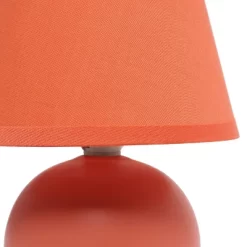 8.66" Petite Ceramic Orb Base Bedside Table Desk Lamp With Matching Tapered Drum Fabric Shade Orange - Creekwood Home -Lighting Discount Store GUEST a6c72af2 425e 4f93 9b34 8f16805766b8