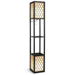 Tangkula Modern Shelf Floor Lamp, Freestanding Double Lamp W/ 2-Tier Wood Shelf & White Lampshade, E26 Bulb Base, Pull Chain & Foot Switch 17 Tangkula Modern Shelf Floor Lamp, Freestanding Double Lamp W/ 2-Tier Wood Shelf & White Lampshade, E26 Bulb Base, Pull Chain & Foot Switch -Lighting Discount Store GUEST a6e34ce4 bda2 4d00 aef9 afc2a5216ea1