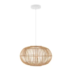 17.5" 1-Light Leo Farmhouse Coastal Rattan LED Pendant Brown - JONATHAN Y -Lighting Discount Store GUEST a7a5f422 0a06 4018 a473 638794c334c5