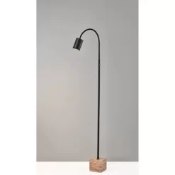 Adesso Rutherford Floor Lamp (Includes LED Light Bulb) Black: Adjustable Gooseneck, 3-Level Dimmer, ETL Listed