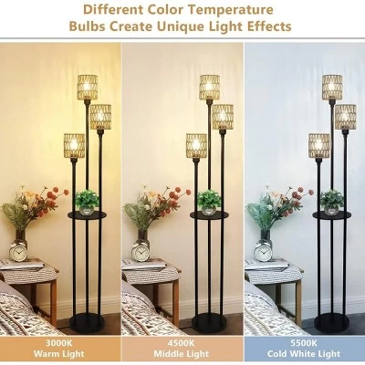 66"H Standing Lamp For Living Room,Floor Lamp Boho Style With Foot Switch,Floor Lamp With Rattan Shade For Bedroom -The Pop Home 5 66"H Standing Lamp For Living Room,Floor Lamp Boho Style With Foot Switch,Floor Lamp With Rattan Shade For Bedroom -The Pop Home - Image 5