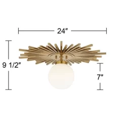 Possini Euro Design Hazel Modern Ceiling Light Semi Flush Mount Fixture 24" Wide Warm Brass White Globe Shade For Bedroom Kitchen Living Room Hallway 13 Possini Euro Design Hazel Modern Ceiling Light Semi Flush Mount Fixture 24" Wide Warm Brass White Globe Shade For Bedroom Kitchen Living Room Hallway -Lighting Discount Store GUEST abd1820f 6891 4ab0 a543 8a21515dfd36