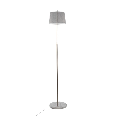 LumiSource March Contemporary Floor Lamp In White Marble And Nickel With Gray Linen Shade: Metal Body, Push Button Foot Switch 4 LumiSource March Contemporary Floor Lamp In White Marble And Nickel With Gray Linen Shade: Metal Body, Push Button Foot Switch - Image 4