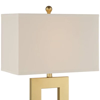 360 Lighting Marshall Modern Table Lamp With White Marble Riser 30" Tall Champagne Gold Oatmeal Shade For Bedroom Living Room Bedside Nightstand House 1 360 Lighting Marshall Modern Table Lamp With White Marble Riser 30" Tall Champagne Gold Oatmeal Shade For Bedroom Living Room Bedside Nightstand House