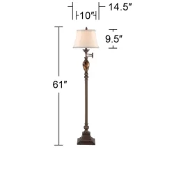 Kathy Ireland Vintage Swing Arm Floor Lamp 61" Tall Bronze Marble Font Faux Silk Shade For Living Room Reading House Bedroom Home 10 Kathy Ireland Vintage Swing Arm Floor Lamp 61" Tall Bronze Marble Font Faux Silk Shade For Living Room Reading House Bedroom Home -Lighting Discount Store GUEST ae29cef7 7d38 4675 92b9 aa8ba13870da
