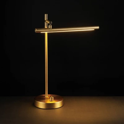 15" West Desk Lamp With Dimmer Rotary Switch (Includes LED Light Bulb) Matte Brass - Globe Electric 2 15" West Desk Lamp With Dimmer Rotary Switch (Includes LED Light Bulb) Matte Brass - Globe Electric - Image 2