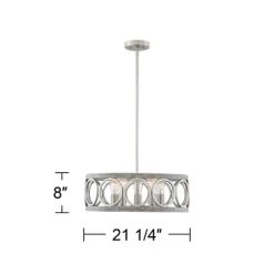 Franklin Iron Works Salima Brushed Nickel Gray Pendant Chandelier 21 1/4" Wide Farmhouse Rustic LED 5-Light Fixture For Dining Room Kitchen Island -Lighting Discount Store GUEST b096375e fadd 4075 b4af 76c329272c4a