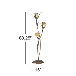 Franklin Iron Works Intertwined Lilies Rustic Farmhouse 68 1/4" Tall Floor Lamp Smart Socket Bronze Gold 3-Light Amber Glass For Living Room -Lighting Discount Store GUEST b360cfd4 985b 441b b033 081625c372d9