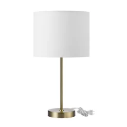 19" Versa Table Lamp With Linen Shade Matte Gold/White - Globe Electric -Lighting Discount Store GUEST b4740aab fb1b 48b2 a25b 31c3d59f8d35