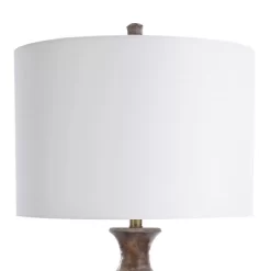 Logan Curved Table Lamp With Fabric Shade - White/Gold - StyleCraft