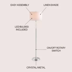 JONATHAN Y Mia Crystal/Metal LED Floor Lamp