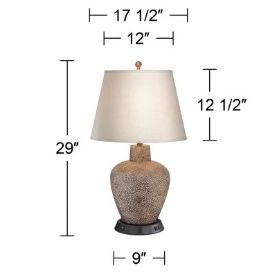 360 Lighting Bentley Rustic Farmhouse Table Lamp 29" Tall Brown Leaf With Dimmable USB Workstation Base Off White Empire Shade For Bedroom Living Room 1 360 Lighting Bentley Rustic Farmhouse Table Lamp 29" Tall Brown Leaf With Dimmable USB Workstation Base Off White Empire Shade For Bedroom Living Room