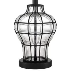 360 Lighting Hudson Rustic Table Lamps 23" High Set Of 2 Dark Bronze Blown Clear Glass Gourd Burlap Fabric Drum Shade For Bedroom Living Room Bedside -Lighting Discount Store GUEST b9513494 d282 4137 a1b8 04b156b2c8a1