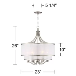 Possini Euro Design Nor Brushed Nickel Pendant Chandelier 23" Wide Modern Double White Organza Shade 6-Light Fixture For Dining Room Kitchen Island 15 Possini Euro Design Nor Brushed Nickel Pendant Chandelier 23" Wide Modern Double White Organza Shade 6-Light Fixture For Dining Room Kitchen Island -Lighting Discount Store GUEST bb16169e e8ac 40d5 a519 799cfcb81c1e