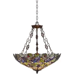 Robert Louis Tiffany Bronze Pendant Chandelier 22" Wide Rustic Floral Garden Stained Glass 3-Light Fixture For Dining Room House Foyer Kitchen Island 12 Robert Louis Tiffany Bronze Pendant Chandelier 22" Wide Rustic Floral Garden Stained Glass 3-Light Fixture For Dining Room House Foyer Kitchen Island -Lighting Discount Store GUEST bd5bf1f9 481c 42b4 9a55 fdd968d0b2e1