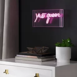 11.8" Yass Queen Contemporary Glam Acrylic Box Pendant (Includes LED Light Bulb) Neon Pink - JONATHAN Y -Lighting Discount Store GUEST bdbc368d 71a1 4b08 b40c 1c65c7641f04