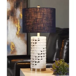 School Of Fish Cylindrical Table Lamp White - StyleCraft: Nautical Accent, No Assembly Required -Lighting Discount Store GUEST be209c69 46ea 4aad 92d3 f104f377a2af