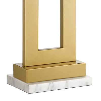 360 Lighting Marshall Modern Table Lamp With White Marble Riser 30" Tall Champagne Gold Oatmeal Shade For Bedroom Living Room Bedside Nightstand House 3 360 Lighting Marshall Modern Table Lamp With White Marble Riser 30" Tall Champagne Gold Oatmeal Shade For Bedroom Living Room Bedside Nightstand House - Image 3