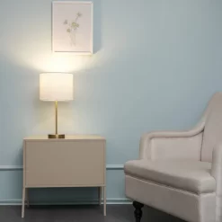 19" Versa Table Lamp With Linen Shade Matte Gold/White - Globe Electric -Lighting Discount Store GUEST c00a7e52 f5f5 4c2d b366 23e5ba0c0238