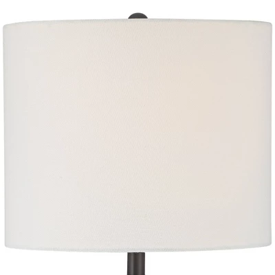 360 Lighting Lynn Modern Buffet Table Lamps 26" Tall Set Of 2 Black Metal White Fabric Drum Shade For Bedroom Living Room Bedside Nightstand Office 2 360 Lighting Lynn Modern Buffet Table Lamps 26" Tall Set Of 2 Black Metal White Fabric Drum Shade For Bedroom Living Room Bedside Nightstand Office - Image 2