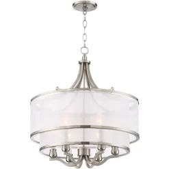 Possini Euro Design Nor Brushed Nickel Pendant Chandelier 23" Wide Modern Double White Organza Shade 6-Light Fixture For Dining Room Kitchen Island 13 Possini Euro Design Nor Brushed Nickel Pendant Chandelier 23" Wide Modern Double White Organza Shade 6-Light Fixture For Dining Room Kitchen Island -Lighting Discount Store GUEST c19ac5bd 5808 482d 9cfb 07d1572fc05b