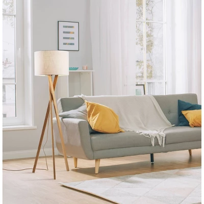 Brooklyn Floor Lamp Natural Wood - Adesso: ETL Listed, Cotton Linen Shade, 3-Way Switch 1 Brooklyn Floor Lamp Natural Wood - Adesso: ETL Listed, Cotton Linen Shade, 3-Way Switch