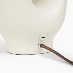 Brightech Artemis Mid-Century (Includes LED Light Bulb) Round Table Lamp Beige Ceramic: Matte Finish, USB Port, Linen Shade, UL Listed, 22" Height -Lighting Discount Store GUEST c45e6b21 189b 4a4d 924c fbb0328225d9