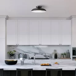 1-Light LED Integrated Matte Black Flush Mount Ceiling Light - Globe Electric -Lighting Discount Store GUEST c5e1b685 e8d3 45f1 a06e 1d99c24baa59