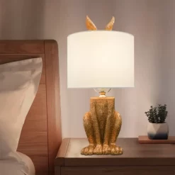YIYIBYUS Gold Rabbit Table Lamp With Push Button Switch