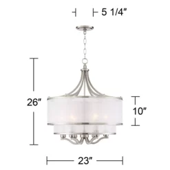 Possini Euro Design Nor Brushed Nickel Pendant Chandelier 23" Wide Modern Double White Organza Shade 6-Light Fixture For Dining Room Kitchen Island 12 Possini Euro Design Nor Brushed Nickel Pendant Chandelier 23" Wide Modern Double White Organza Shade 6-Light Fixture For Dining Room Kitchen Island -Lighting Discount Store GUEST c8291423 786b 40bf 928d 6d118cca3b09