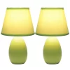 9.45" 2pk Petite Ceramic Oblong Bedside Table Desk Lamps With Matching Tapered Drum Shade Green - Creekwood Home