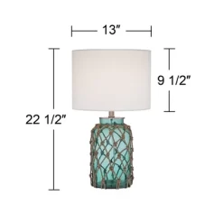 360 Lighting Nautical Accent Table Lamps 22.5" High Set Of 2 Coastal Blue Green Rope Net Off White Drum Shade For Living Room Family Bedroom -Lighting Discount Store GUEST c8fe46d2 5df0 4373 aa17 26dea0bbd228 1