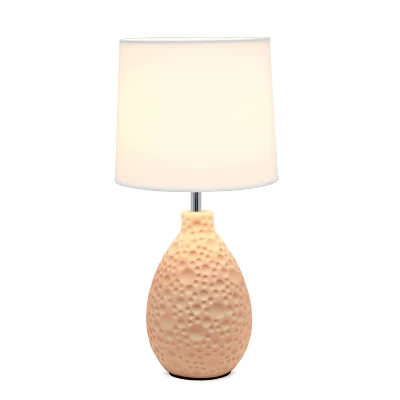 14.17" Traditional Ceramic Texture Thumbprint Tear Drop Table Desk Lamp With Tapered White Shade Pink - Creekwood Home 3 14.17" Traditional Ceramic Texture Thumbprint Tear Drop Table Desk Lamp With Tapered White Shade Pink - Creekwood Home - Image 3