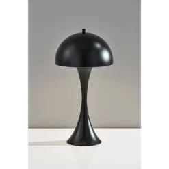 Adesso Lennon Table Lamp Black: Metal Dome Shade, Touch Sensor, ETL Listed, 19.5" Height