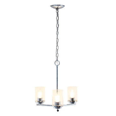 3-Light 15" Classic Contemporary Clear Glass/Metal Hanging Pendant Chandelier - Lalia Home 1 3-Light 15" Classic Contemporary Clear Glass/Metal Hanging Pendant Chandelier - Lalia Home