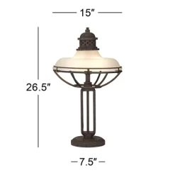 Franklin Iron Works Rustic Industrial Table Lamp 26 1/2" High With USB Dimmer Rust Bronze Haft Dome Glass Shade For Bedroom Living Room House Desk -Lighting Discount Store GUEST cc63de24 7dbe 418d 8499 816a49284172