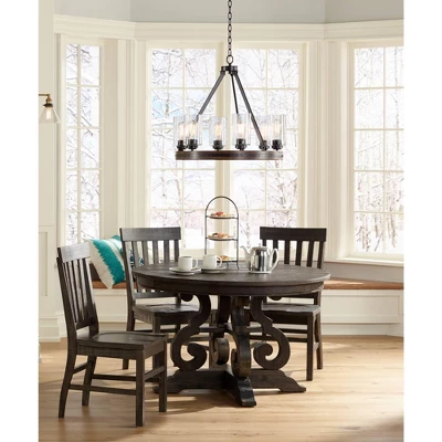 Franklin Iron Works Metal Wood Wagon Wheel Chandelier 25" Wide Rustic Farmhouse Clear Seeded Glass 6-Light Fixture For Dining Room 5 Franklin Iron Works Metal Wood Wagon Wheel Chandelier 25" Wide Rustic Farmhouse Clear Seeded Glass 6-Light Fixture For Dining Room - Image 5