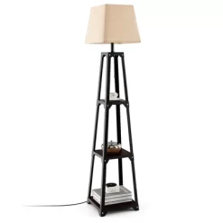 Tangkula Trapezoidal Floor Lamp Tier Storage Lamp With Linen Shade For Bedroom Study -Lighting Discount Store GUEST ce3a2e3c b6bc 44dd 9106 ce63011bc739