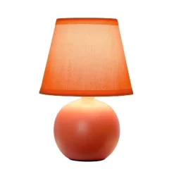 8.66" Petite Ceramic Orb Base Bedside Table Desk Lamp With Matching Tapered Drum Fabric Shade Orange - Creekwood Home -Lighting Discount Store GUEST cff403f4 ae3e 44d3 a4de d59df167cd9b