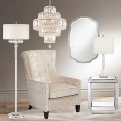 Vienna Full Spectrum Magnificence Chrome Chandelier 18 1/2" Wide Modern Faceted Crystal Glass 18-Light LED Fixture For Dining Room Home Kitchen Island -Lighting Discount Store GUEST d02fb2a7 24f8 4e7b 957e ff4a4f42c4ae