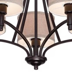 Franklin Iron Works La Pointe Oil Rubbed Bronze Pendant Chandelier 26" Wide Rustic Oatmeal Linen Shade 5-Light Fixture For Dining Room Kitchen Island -Lighting Discount Store GUEST d0f5ea52 82b7 4cff b305 4b7759ed5907