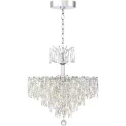 Vienna Full Spectrum Villette Chrome Chandelier 27 1/2" Wide Modern Cascade Crystal 6-Light LED Fixture For Dining Room Foyer Kitchen Island Entryway -Lighting Discount Store GUEST d14fcfbd 30c1 40c3 a053 139699901da9