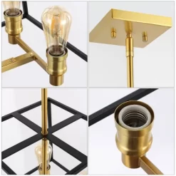 15" 4-Light Lloyd Farmhouse Industrial Iron LED Pendant Black/Brass Gold - JONATHAN Y -Lighting Discount Store GUEST d1d3bd90 8413 4fe6 ac8c 023f983beb1d