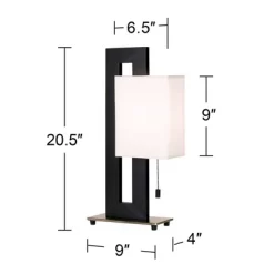 360 Lighting Floating Square 20 1/2" High Small Modern Accent Table Lamps Set Of 2 Pull Chain Black Finish White Shade Living Room Bedroom Bedside -Lighting Discount Store GUEST d2883bd5 77b8 47db 9763 585cbace3fb9