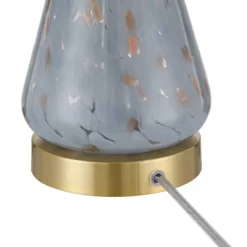 360 Lighting Alexia 20" High Small Modern Accent Table Lamps Set Of 2 Gold Blue Finish Glass White Shade Living Room Bedroom Bedside Nightstand House -Lighting Discount Store GUEST d2fc538b e494 43c7 8e66 da9d30a104ca